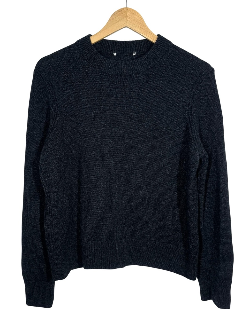 COS Jumper Womens Small Black Dark Gray Cashmere Luxury Crew Neck Knit Sweater